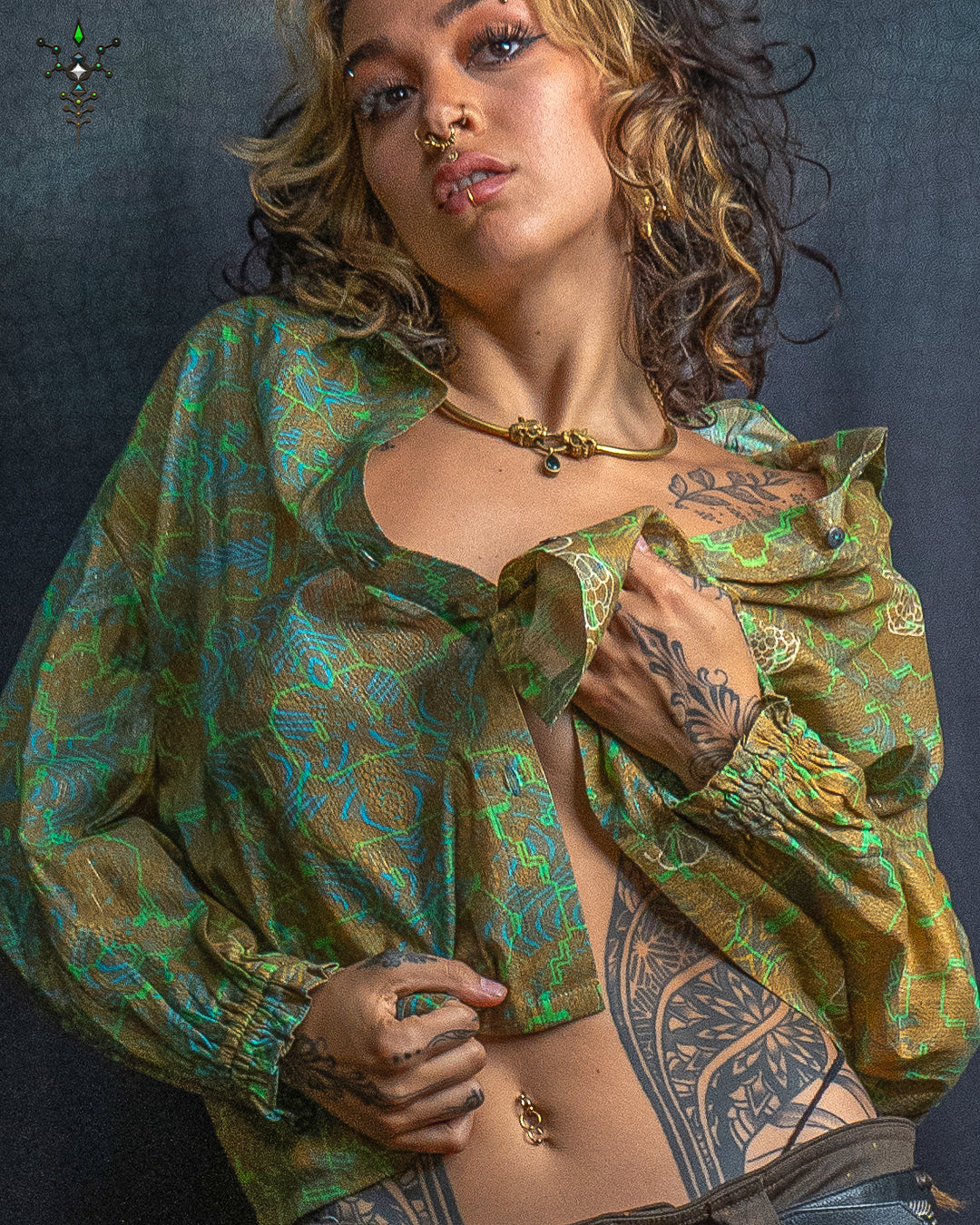 Shirt Woman Longsleeve FRUFRU / Cotton Voile Gold Lurex - SANDZ